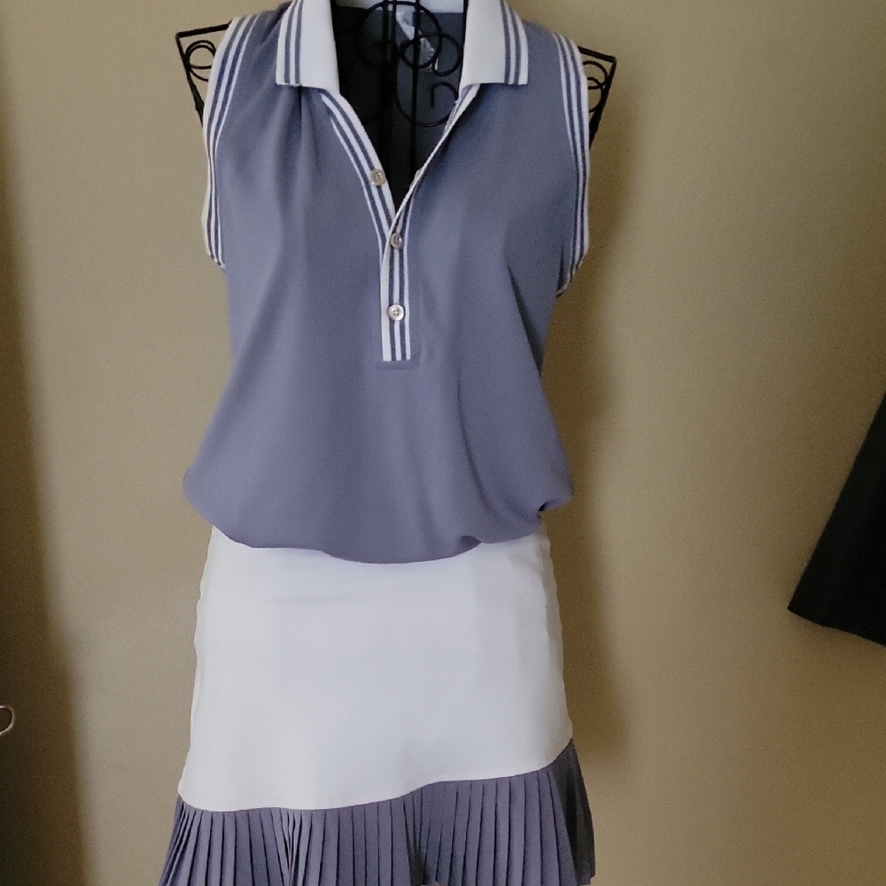 Inphorm Active Set White Grey Top Sz MD Skater Skort Sz SM Set $28